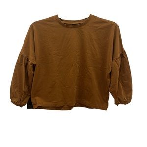 Madewell Brown Cropped Ballon sleeves round Neck Top size XS
